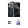 MARSİLYAN™- iPhone 16 Pro Max Kılıf Kıvılcım Form Prime - Siyah Bilvis 5in1 5D Magic Hayalet Cam Ekran Koruyucu + PVD Metal Kamera Lens - SH