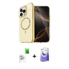 MARSİLYAN™- iPhone 16 Pro Max Kılıf Kıvılcım Form Prime - Siyah Bilvis 5in1 5D Magic Hayalet Cam Ekran Koruyucu + Beyaz Raze Metal Kamera Lens