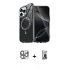 MARSİLYAN™- iPhone 16 Pro Max Kılıf Kıvılcım Form Prime - Siyah Bilvis Hayalet Cam Ekran Koruyucu + Gri Pers Alüminyum Kamera Lens