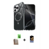 MARSİLYAN™- iPhone 16 Pro Max Kılıf Kıvılcım Form Prime - Siyah Buffer Hayalet Cam Ekran Koruyucu + Çöl Titanyum Raze Metal Kamera Lens