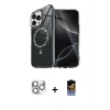 MARSİLYAN™- iPhone 16 Pro Max Kılıf Kıvılcım Form Prime - Siyah Buffer Hayalet Cam Ekran Koruyucu + Gümüş Pers Alüminyum Kamera Lens