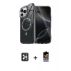 MARSİLYAN™- iPhone 16 Pro Max Kılıf Kıvılcım Form Prime - Siyah Buffer Hayalet Cam Ekran Koruyucu + PVD Metal Kamera Lens - SH