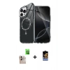 MARSİLYAN™- iPhone 16 Pro Max Kılıf Kıvılcım Form Prime - Siyah Buffer Hayalet Cam Ekran Koruyucu + Raze Metal Kamera Lens - NLGY