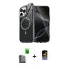 MARSİLYAN™- iPhone 16 Pro Max Kılıf Kıvılcım Form Prime - Siyah Buffer Hayalet Cam Ekran Koruyucu + Raze Metal Kamera Lens - SH