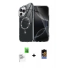 MARSİLYAN™- iPhone 16 Pro Max Kılıf Kıvılcım Form Prime - Siyah Buffer Hayalet Cam Ekran Koruyucu + Raze Metal Kamera Lens - BZ