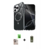 MARSİLYAN™- iPhone 16 Pro Max Kılıf Kıvılcım Form Prime - Siyah Joko Magic 5D Hayalet Cam + Natural Grey Raze Metal Kamera Lens