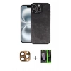 MARSİLYAN™- iPhone 16 Pro Max Kılıf Kıvılcım Işık Serisi - Şeffaf 360 Full Body Arka Koruyucu + Çöl Titanyum Pers Alüminyum Kamera Lens