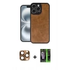 MARSİLYAN™- iPhone 16 Pro Max Kılıf Kıvılcım Işık Serisi - Şeffaf 360 Full Body Arka Koruyucu + Çöl Titanyum Pers Alüminyum Kamera Lens