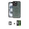 MARSİLYAN™- iPhone 16 Pro Max Kılıf Kıvılcım Işık Serisi - Şeffaf 360 Full Body Arka Koruyucu + Gümüş PVD Metal Kamera Lens