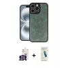 MARSİLYAN™- iPhone 16 Pro Max Kılıf Kıvılcım Işık Serisi - Şeffaf Pasifik Cam Ekran Koruyucu + Gümüş Bilvis Titan Kamera Lens