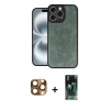 MARSİLYAN™- iPhone 16 Pro Max Kılıf Kıvılcım Işık Serisi - Siyah 360 Mat Full Body Arka Koruyucu + Pers Alüminyum Kamera Lens - CLTM