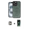 MARSİLYAN™- iPhone 16 Pro Max Kılıf Kıvılcım Işık Serisi - Siyah 360 Mat Full Body Arka Koruyucu + Gold PVD Metal Kamera Lens