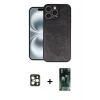 MARSİLYAN™- iPhone 16 Pro Max Kılıf Kıvılcım Işık Serisi - Siyah 360 Mat Full Body Arka Koruyucu + Gold PVD Metal Kamera Lens