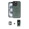 MARSİLYAN™- iPhone 16 Pro Max Kılıf Kıvılcım Işık Serisi - Siyah 360 Mat Full Body Arka Koruyucu + Gümüş PVD Metal Kamera Lens