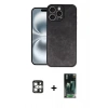 MARSİLYAN™- iPhone 16 Pro Max Kılıf Kıvılcım Işık Serisi - Siyah 360 Mat Full Body Arka Koruyucu + Gümüş PVD Metal Kamera Lens