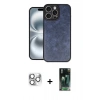 MARSİLYAN™- iPhone 16 Pro Max Kılıf Kıvılcım Işık Serisi - Siyah 360 Mat Full Body Arka Koruyucu + Pers Alüminyum Kamera Lens - GS
