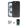 MARSİLYAN™- iPhone 16 Pro Max Kılıf Kıvılcım Işık Serisi - Siyah 360 Mat Full Body Arka Koruyucu + Pers Alüminyum Kamera Lens - GS