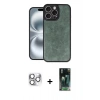 MARSİLYAN™- iPhone 16 Pro Max Kılıf Kıvılcım Işık Serisi - Siyah 360 Mat Full Body Arka Koruyucu + Pers Alüminyum Kamera Lens - GS