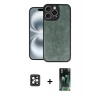 MARSİLYAN™- iPhone 16 Pro Max Kılıf Kıvılcım Işık Serisi - Siyah 360 Mat Full Body Arka Koruyucu + PVD Metal Kamera Lens - SH