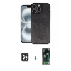 MARSİLYAN™- iPhone 16 Pro Max Kılıf Kıvılcım Işık Serisi - Siyah 360 Mat Full Body Arka Koruyucu + Siyah PVD Metal Kamera Lens