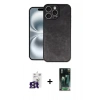 MARSİLYAN™- iPhone 16 Pro Max Kılıf Kıvılcım Işık Serisi - Siyah 360 Mat Full Body Arka Koruyucu + Bilvis Titan Kamera Lens - TMGI