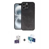 MARSİLYAN™- iPhone 16 Pro Max Kılıf Kıvılcım Işık Serisi - Siyah 3D Antistatik Cam Ekran Koruyucu + Bilvis Titan Kamera Lens - TMGI
