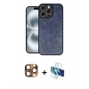 MARSİLYAN™- iPhone 16 Pro Max Kılıf Kıvılcım Işık Serisi - Siyah 3D Antistatik Cam Ekran Koruyucu + Pers Alüminyum Kamera Lens - CLTM