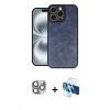 MARSİLYAN™- iPhone 16 Pro Max Kılıf Kıvılcım Işık Serisi - Siyah 3D Antistatik Cam Ekran Koruyucu + Pers Alüminyum Kamera Lens - GI