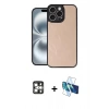 MARSİLYAN™- iPhone 16 Pro Max Kılıf Kıvılcım Işık Serisi - Siyah 3D Antistatik Cam Ekran Koruyucu + PVD Metal Kamera Lens - GS