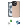 MARSİLYAN™- iPhone 16 Pro Max Kılıf Kıvılcım Işık Serisi - Siyah 3D Antistatik Cam Ekran Koruyucu + Raze Metal Kamera Lens - BZ