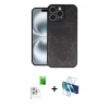 MARSİLYAN™- iPhone 16 Pro Max Kılıf Kıvılcım Işık Serisi - Siyah 3D Antistatik Cam Ekran Koruyucu + Raze Metal Kamera Lens - BZ