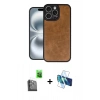 MARSİLYAN™- iPhone 16 Pro Max Kılıf Kıvılcım Işık Serisi - Siyah 3D Antistatik Cam Ekran Koruyucu + Raze Metal Kamera Lens - SH