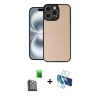 MARSİLYAN™- iPhone 16 Pro Max Kılıf Kıvılcım Işık Serisi - Siyah 3D Antistatik Cam Ekran Koruyucu + Raze Metal Kamera Lens - SH