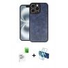 MARSİLYAN™- iPhone 16 Pro Max Kılıf Kıvılcım Işık Serisi - Siyah 3D Antistatik Cam Ekran Koruyucu + Raze Metal Kamera Lens - BZ