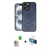 MARSİLYAN™- iPhone 16 Pro Max Kılıf Kıvılcım Işık Serisi - Siyah 3D Antistatik Cam Ekran Koruyucu + Raze Metal Kamera Lens - NLGY