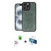 MARSİLYAN™- iPhone 16 Pro Max Kılıf Kıvılcım Işık Serisi - Siyah 3D Antistatik Cam Ekran Koruyucu + Raze Metal Kamera Lens - BZ