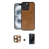 MARSİLYAN™- iPhone 16 Pro Max Kılıf Kıvılcım Işık Serisi - Siyah 3D Antistatik Hayalet Cam Ekran Koruyucu + Pers Alüminyum Kamera Lens - CLTM