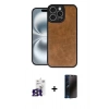 MARSİLYAN™- iPhone 16 Pro Max Kılıf Kıvılcım Işık Serisi - Siyah 3D Antistatik Hayalet Cam Ekran Koruyucu + Bilvis Titan Kamera Lens - TMGI