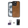 MARSİLYAN™- iPhone 16 Pro Max Kılıf Kıvılcım Işık Serisi - Siyah 3D Antistatik Hayalet Cam Ekran Koruyucu + Bilvis Titan Kamera Lens - SH