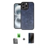 MARSİLYAN™- iPhone 16 Pro Max Kılıf Kıvılcım Işık Serisi - Siyah 3D Antistatik Hayalet Cam Ekran Koruyucu + Raze Metal Kamera Lens - SH