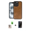 MARSİLYAN™- iPhone 16 Pro Max Kılıf Kıvılcım Işık Serisi - Siyah 3D Antistatik Hayalet Cam Ekran Koruyucu + Raze Metal Kamera Lens - NLGY