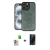 MARSİLYAN™- iPhone 16 Pro Max Kılıf Kıvılcım Işık Serisi - Siyah 3D Antistatik Hayalet Cam Ekran Koruyucu + Raze Metal Kamera Lens - NLGY