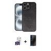 MARSİLYAN™- iPhone 16 Pro Max Kılıf Kıvılcım Işık Serisi - Siyah 3D Antistatik Hayalet Cam Ekran Koruyucu + Bilvis Titan Kamera Lens - TMGI