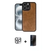 MARSİLYAN™- iPhone 16 Pro Max Kılıf Kıvılcım Işık Serisi - Siyah 3D Antistatik Hayalet Cam Ekran Koruyucu + Pers Alüminyum Kamera Lens - GI