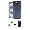 MARSİLYAN™- iPhone 16 Pro Max Kılıf Kıvılcım Işık Serisi - Siyah 3D Antistatik Hayalet Cam Ekran Koruyucu + Raze Metal Kamera Lens - BZ