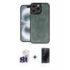 MARSİLYAN™- iPhone 16 Pro Max Kılıf Kıvılcım Işık Serisi - Siyah 3D Antistatik Hayalet Cam Ekran Koruyucu + Bilvis Titan Kamera Lens - SH