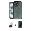 MARSİLYAN™- iPhone 16 Pro Max Kılıf Kıvılcım Işık Serisi - Siyah 3D Antistatik Hayalet Cam Ekran Koruyucu + Bilvis Titan Kamera Lens - TMGI