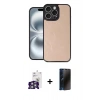 MARSİLYAN™- iPhone 16 Pro Max Kılıf Kıvılcım Işık Serisi - Siyah 3D Antistatik Hayalet Cam Ekran Koruyucu + Bilvis Titan Kamera Lens - GS