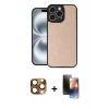 MARSİLYAN™- iPhone 16 Pro Max Kılıf Kıvılcım Işık Serisi - Siyah 3D Antistatik Mat Seramik Nano Ekran Koruyucu + Pers Alüminyum Kamera Lens - CLTM