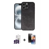 MARSİLYAN™- iPhone 16 Pro Max Kılıf Kıvılcım Işık Serisi - Siyah 3D Antistatik Mat Seramik Nano Ekran Koruyucu + Bilvis Titan Kamera Lens - GS